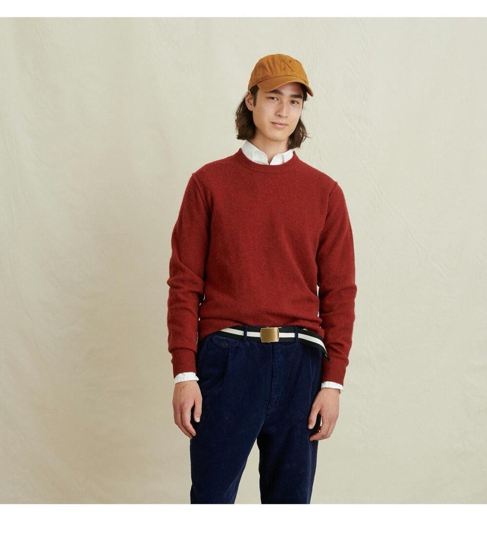 Alex Mill Reverse Seam Red Tight-Knit Crew Neck Merino Wool Pullover Sweater L